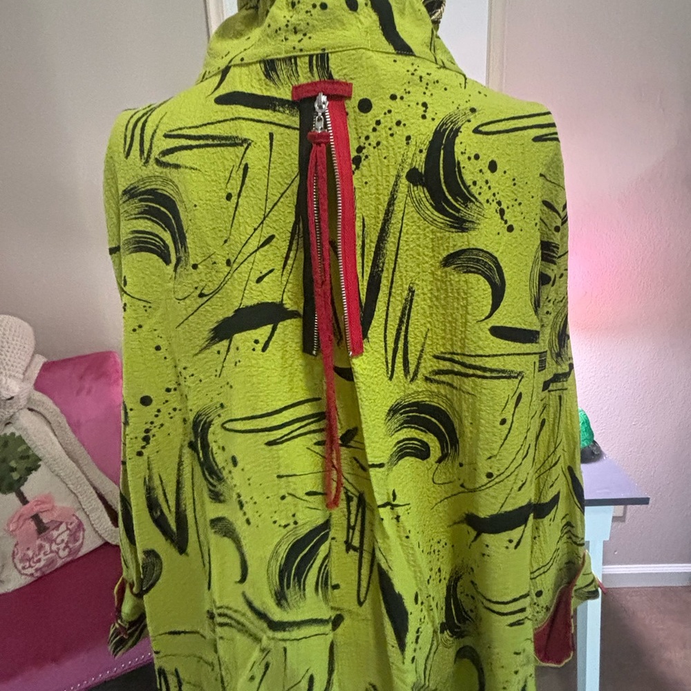 Y&S Women’s XL Lime Green Abstract Print shirt jacket - Picture 10 of 16